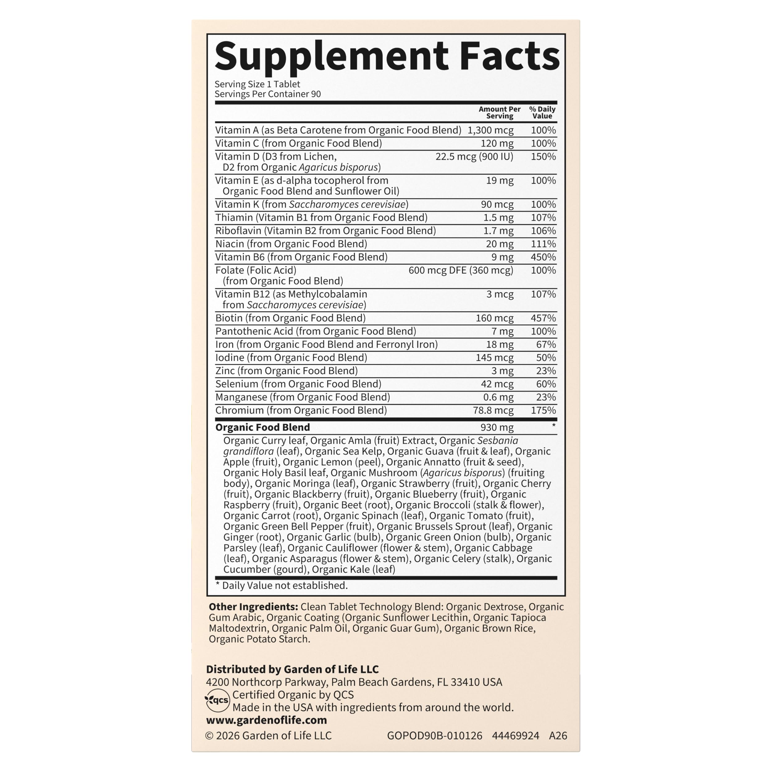 Garden of Life Organics Prenatal Once Daily Multivitamin, 90ct — Amazon image 12