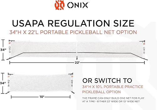 Miniatura 2 de ONIX Pickleball 2 en 1 Juego de red portátil de tamaño reglamentario y red de práctica incluye estuche de transporte con ruedas