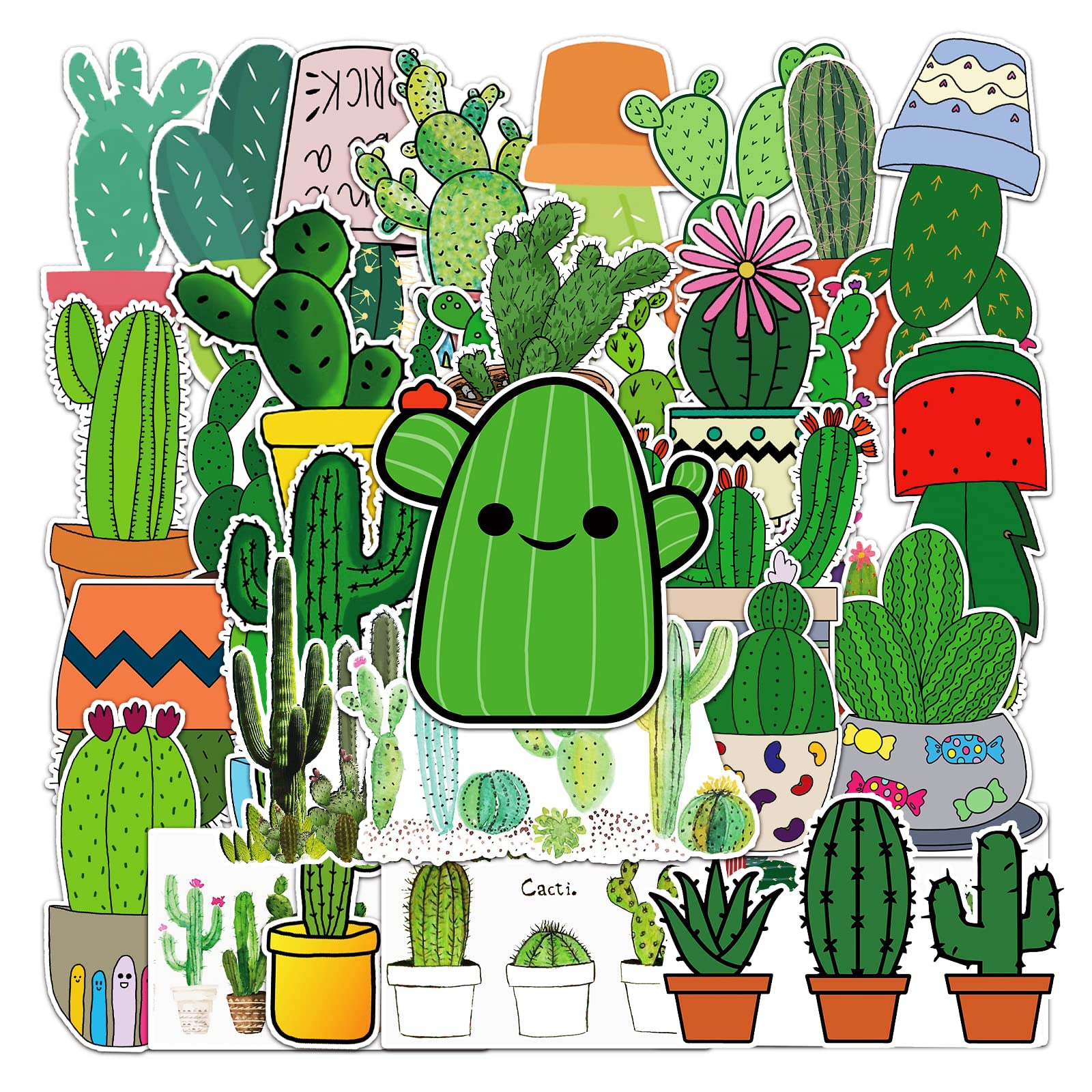 Seedware 50 Pcs Cute Stickers,Zombie Halloween,Vinyl Waterproof Stickers for Water Bottles Laptop Skateboard Journaling Scrapbook, Sticker Decals for Adults Teens Girls Kids and Women (Cactus) 1