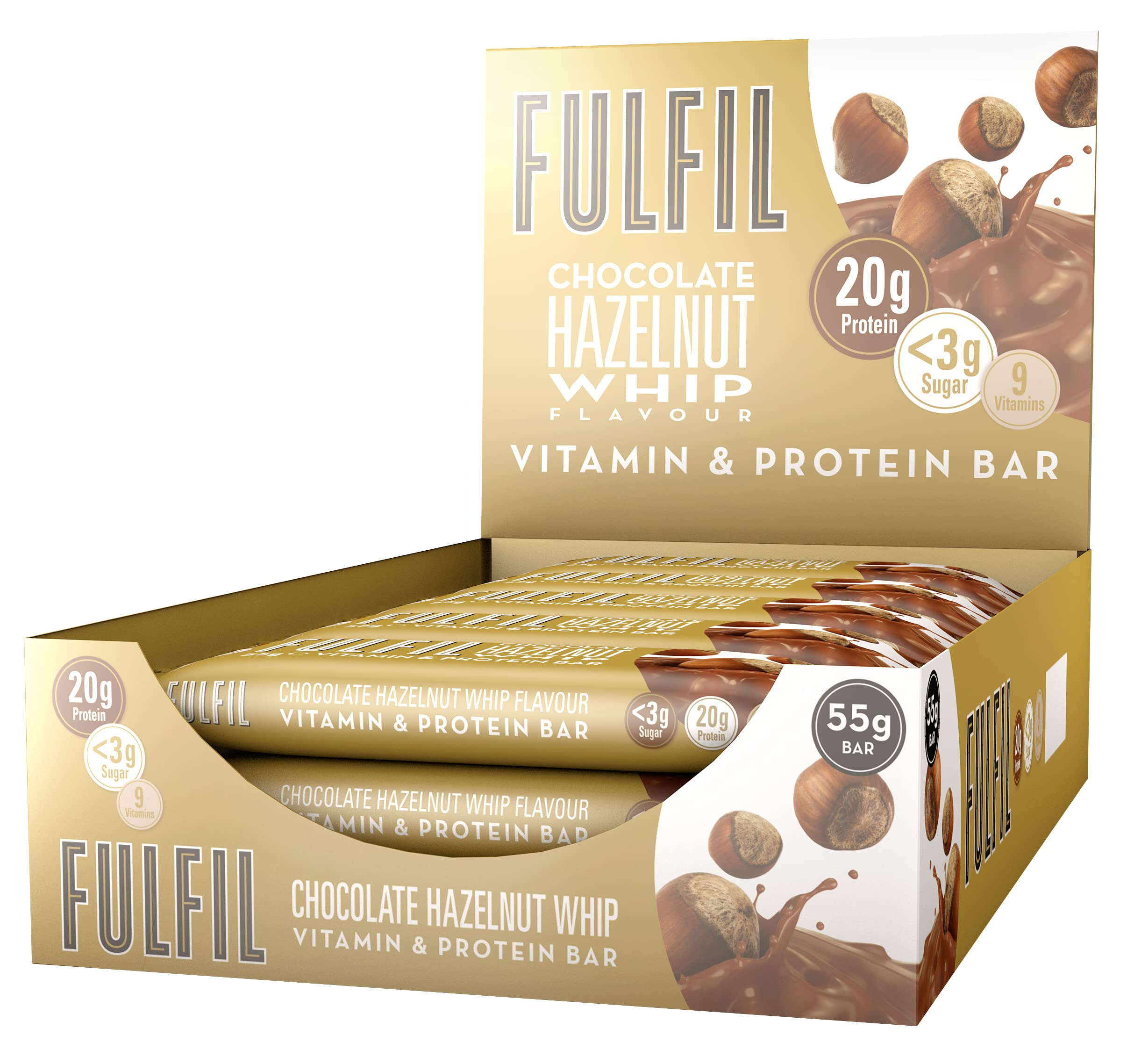 FULFIL Vitamin and Protein Bar (15 x 55g Bars) — Chocolate Hazelnut