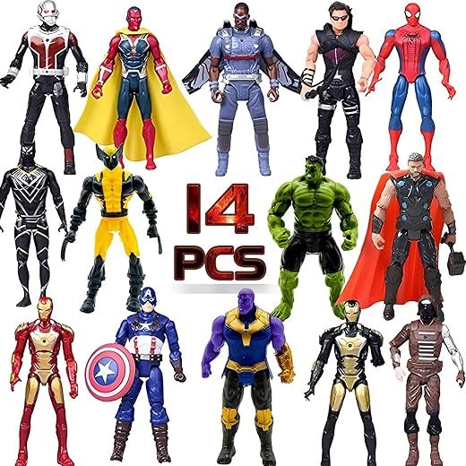 14 pcs Big Set Superhero Action Figures – Collectible Models 6.5-inches Tall, Exclusive Set SuperHero Toys, Holiday Gift for Kids, Figure Cake Topper