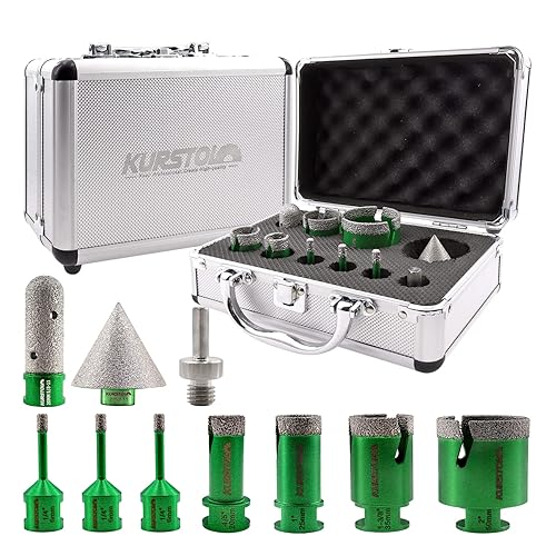 Kit de brocas de núcleo de diamante, 7 piezas de 6662025351.969 in+1 broca biselada de 2 pulgadas+1 broca de fresado de dedo de 34