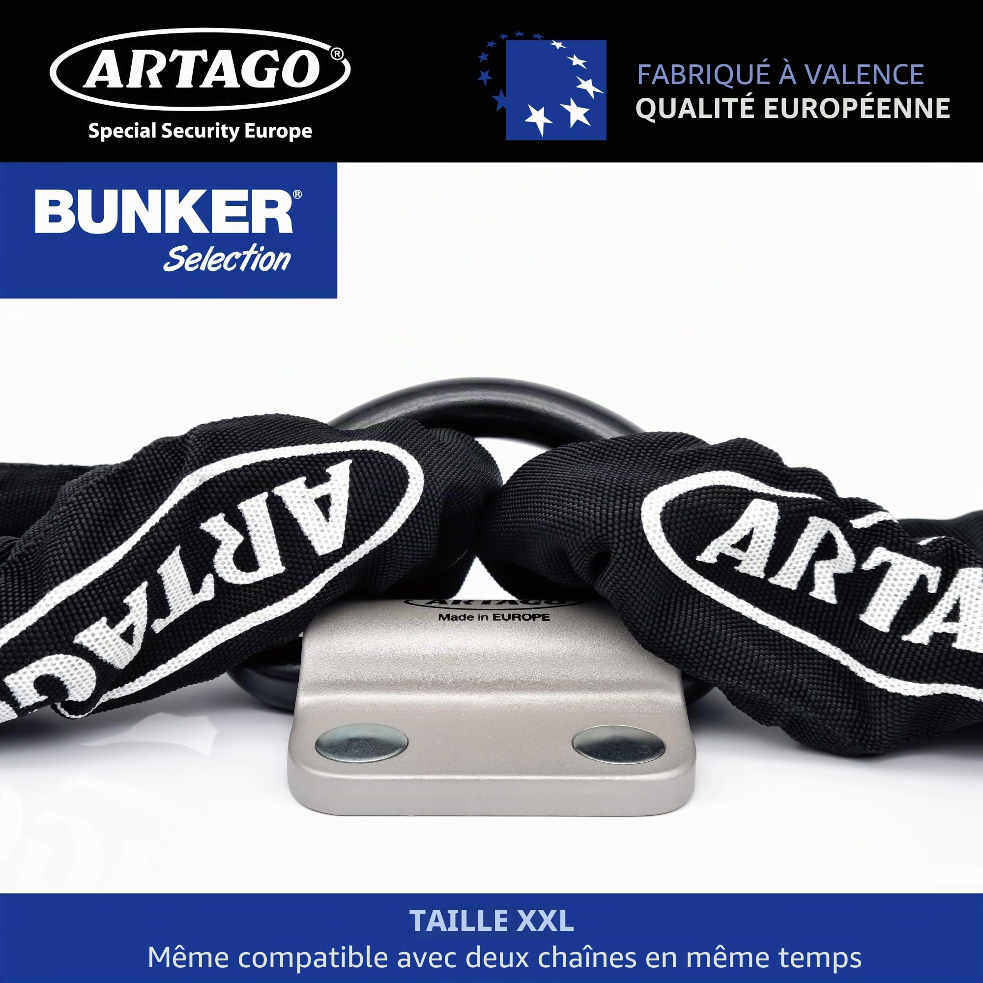 ARTAGO 60 Ancrage Sécurité Sol/Mur, Haut de Gamme, Anneau XXL Basculant ø20mm, Acier Résistance Maximale et Boulons Plus Profondes Blindées, Ancre Fixation pour Chaîne Antivol Moto Garage Parking