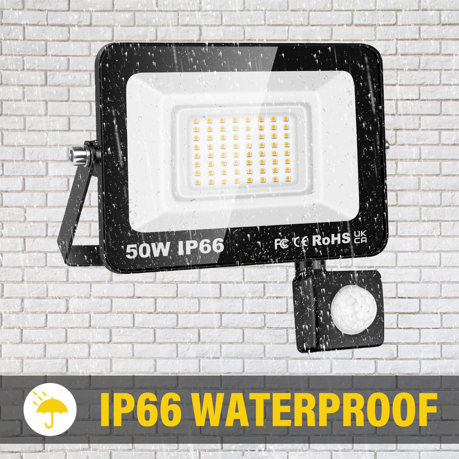 SKYWORLD Faretto LED da Esterno, 100W 10000LM Faretti Led 6000K Bianco Freddo Faro Led Esterno IP66 Lampada Luci di Sicurezza, Fari Led Interna ed Esterna per Giardino Cortile Garage Piazza Pareti