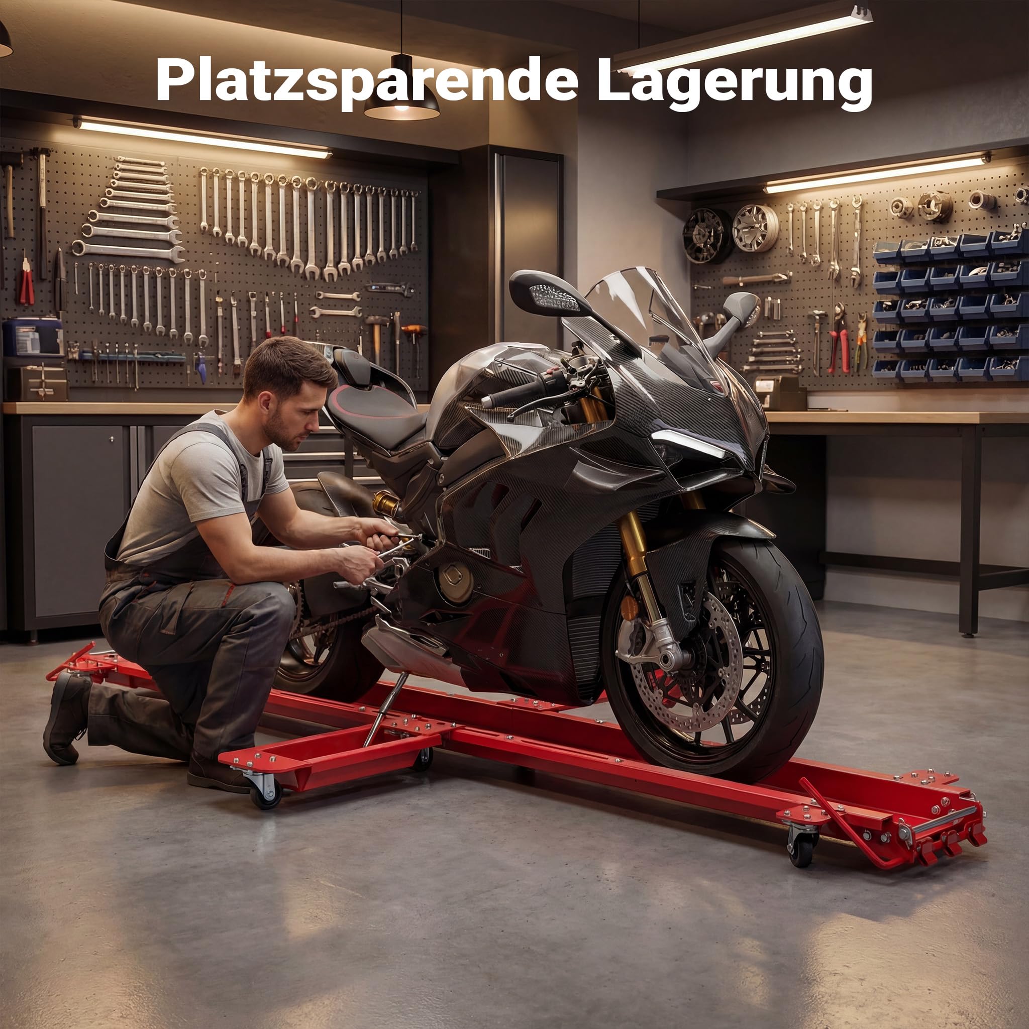 Rangierschiene Motorrad bis 570 kg Rangierhilfe Rangierheber Rangierplatte