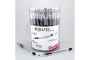 Pentel RSVP Black Ballpoint 0.7mm Fine Point Pens (72 pk Value Pack)