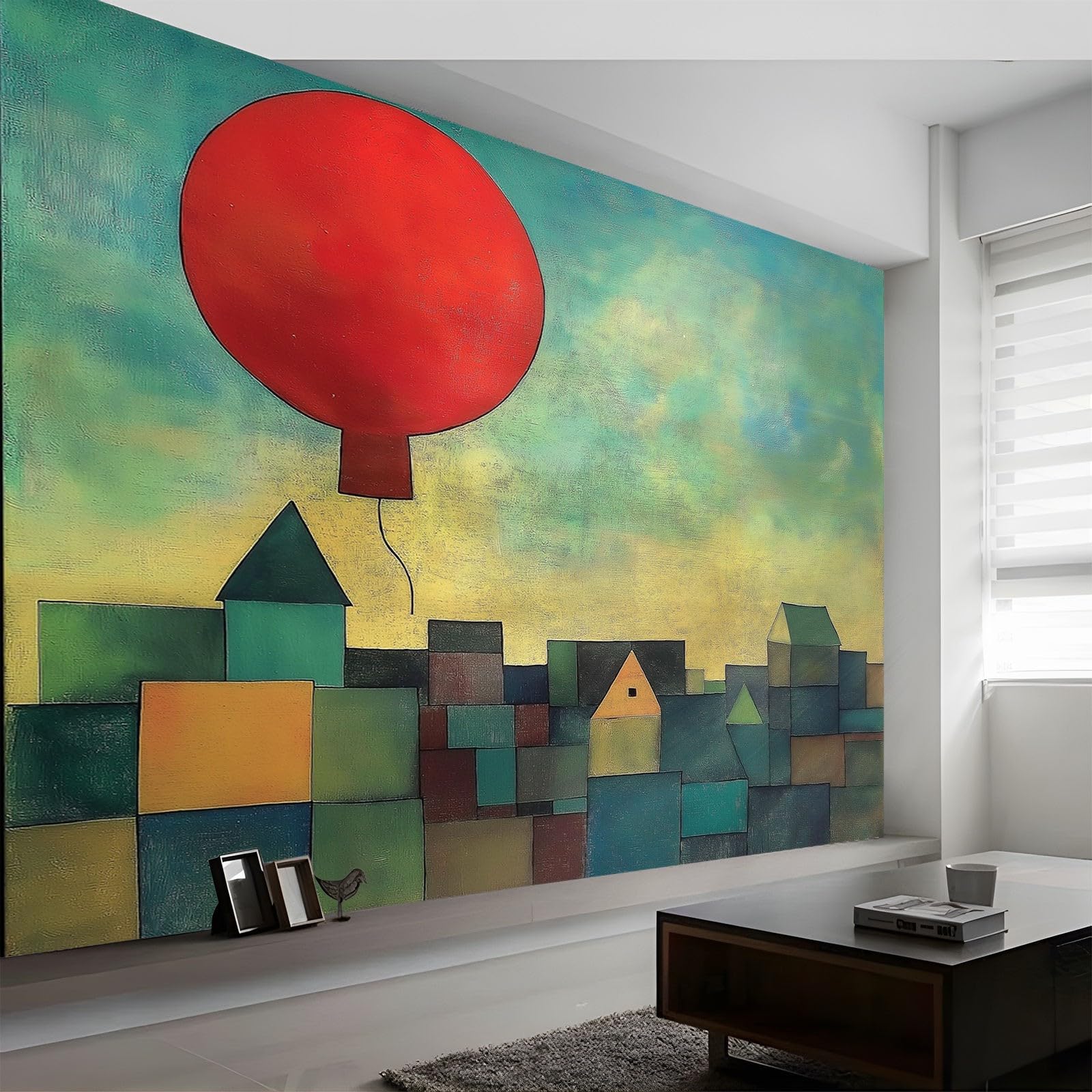 Tapeta Abstrakcyjna Balony Architektura Czerwony Zielony 250X175Cm(Wxh) Fototapety 3D Tapety Tapety Włóknina Dekoracja ścienna Nowoczesne Fototapety