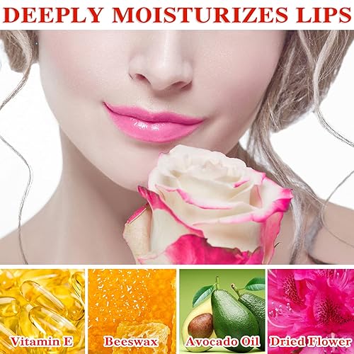 Miniatura 3 de Paquete de 2 lápices labiales con flores de gelatina de cristal, cambio de color de temperatura, brillo de labios, lápiz labial ph transparente,
