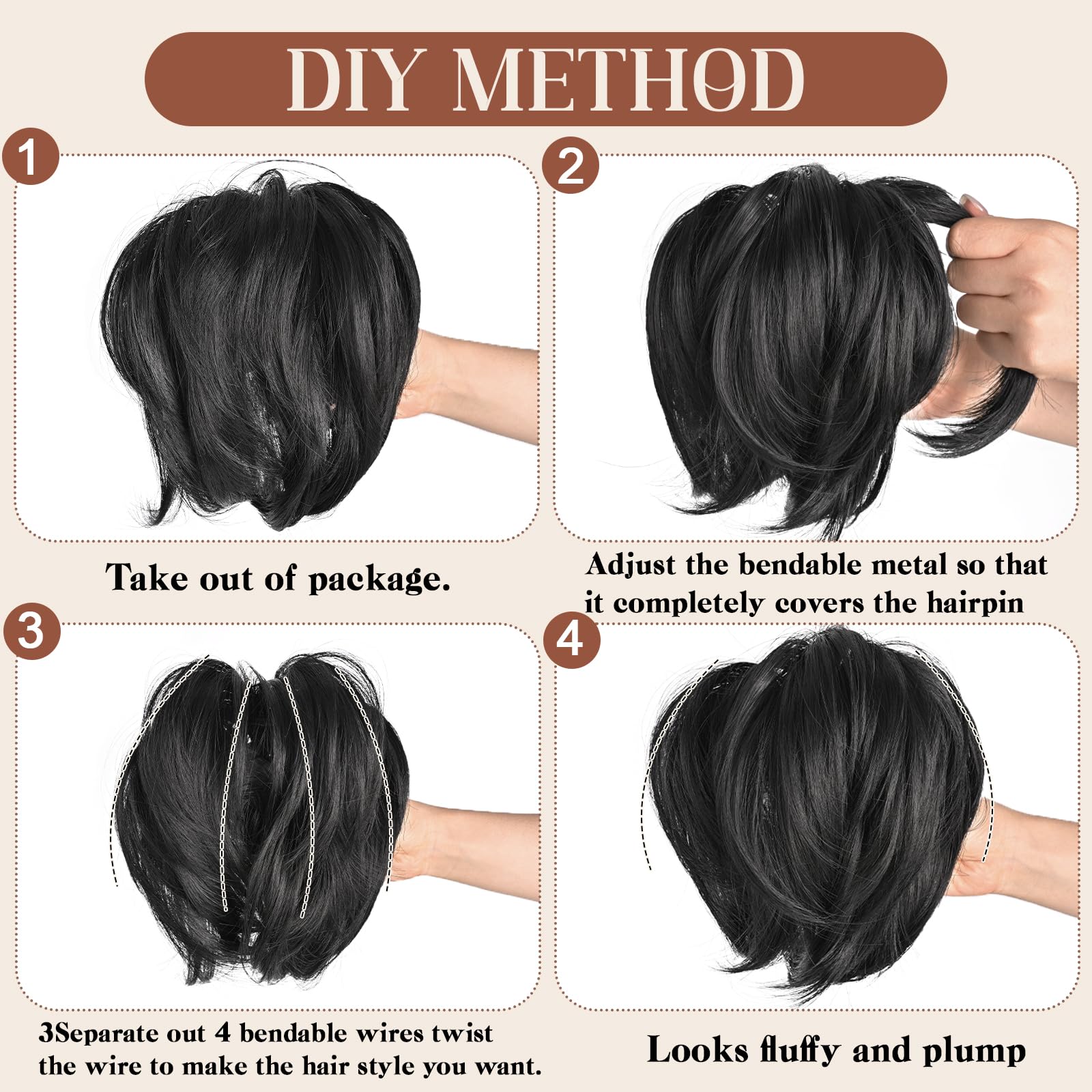 MFDYMYGS Messy Bun Hair Piece Claw Clip, Messy Bun Hair Piece with Bendable Metal - Image 3
