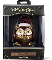 Vista 2 de DEMDACO Adorno colgante decorativo de cristal soplado de búho bebé marrón dorado 3 x 3