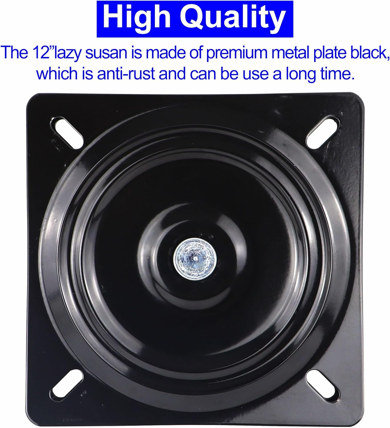 12 Inch Lazy Susans Turntable Bearings Swivel Zinc Plate, Black Square Lazy Susan Hardware, Heavy Duty Lazy Susan Replacement Parts for Table, Chair, Round Bar Stools(1 Pack)