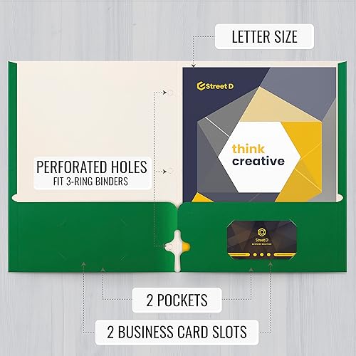 Miniatura 2 de Better Office Products Carpetas portafolio de dos bolsillos, paquete de 50, carpetas de papel verdes, tamaño carta, 50 piezas, color verde, carpetas