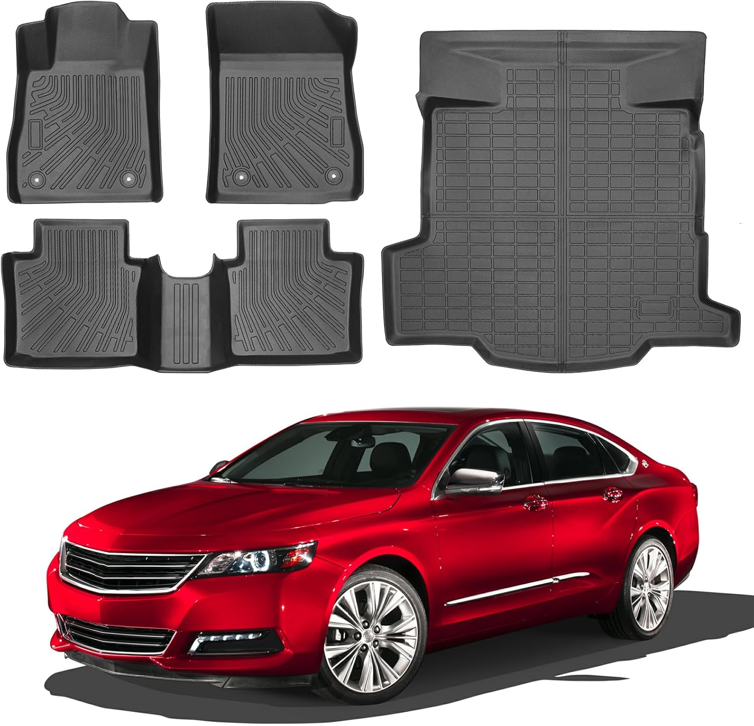 Floor Mats for Chevy Impala 2020 2019 2018 2017 2016 2015 2014, Custom Fit Black TPE Floor Liners for Chevrolet Impala, All Weather Anti-Slip Cargo Liner Accessories