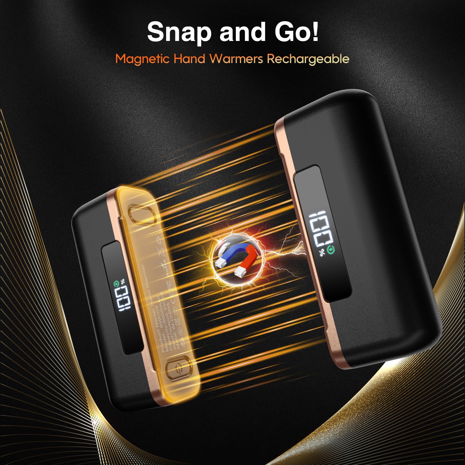 Hand Warmers Rechargeable 2 Pack - Magnetic Electric Hand Warmers 10000mAh, AI Temp Control Hand Warmers Up to 131?, Reusable Battery Hand Warmer with Digital Display for Raynauds, Hunting, Golf