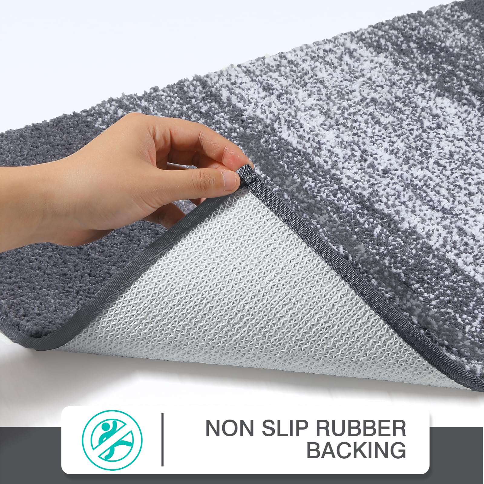 Enyhom Weich Groß Badematten 80 x 120 cm, Badezimmerteppich Badteppich rutschfeste Wasserabsorbierend Badvorleger für Dusche,Badewanne Maschinenwaschbar Duschvorleger Duschteppich,Grau