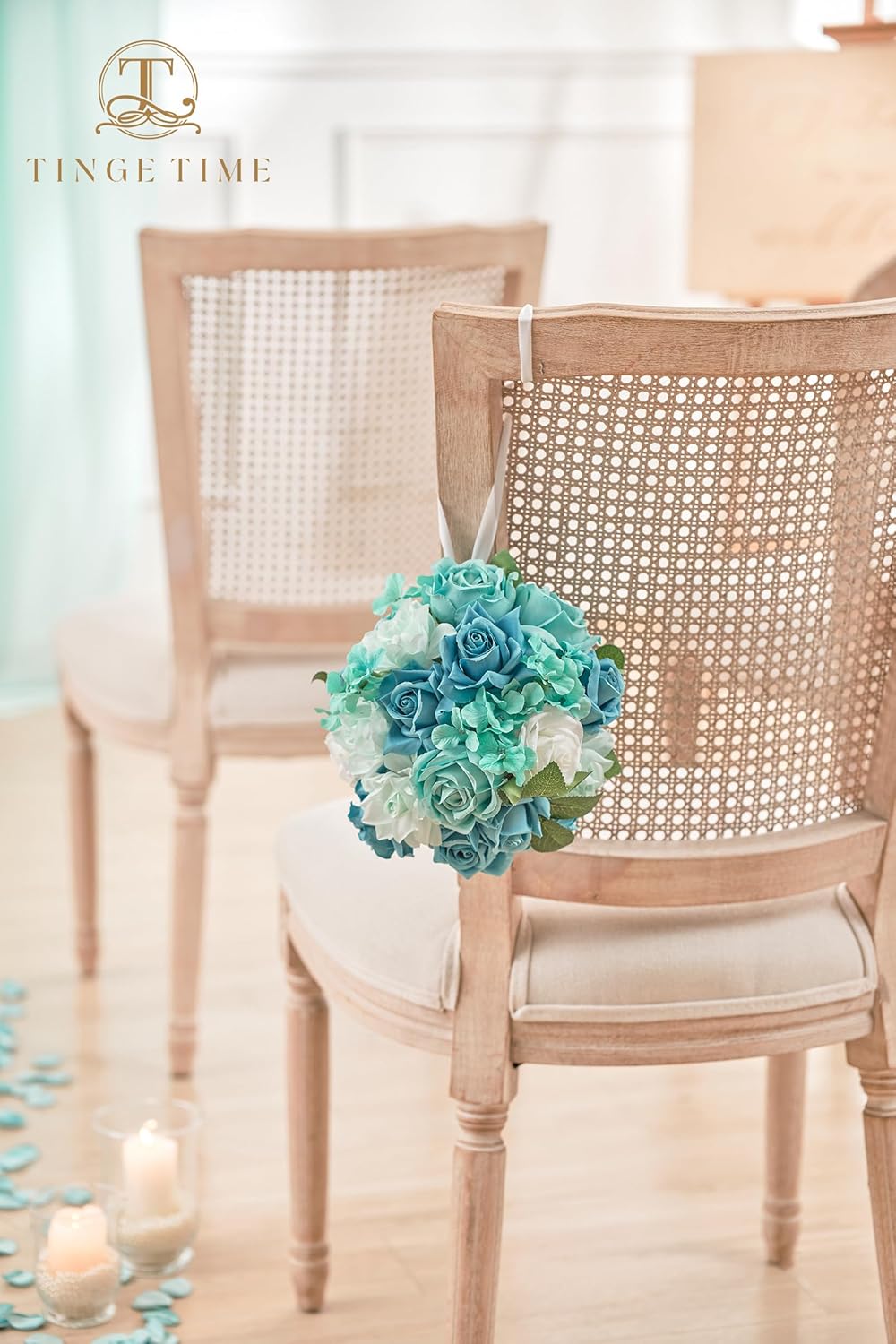 TINGE TIME Artificial Flowers, 25pcs Real Looking Teal Green Rose Fake Roses w/Stem for DIY Wedding Bouquets Centerpieces Arrangements Party Baby Shower Home Decorations