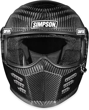 Simpson Outlaw Bandit 3 Motorcycle Helmet - Carbon Fiber - XS | Full Face with Clear 4 Position Racheting Visor Shield | Lightweight | Vented | DOT/Snell M2020 Approved for Street & Track (OB3CXS)