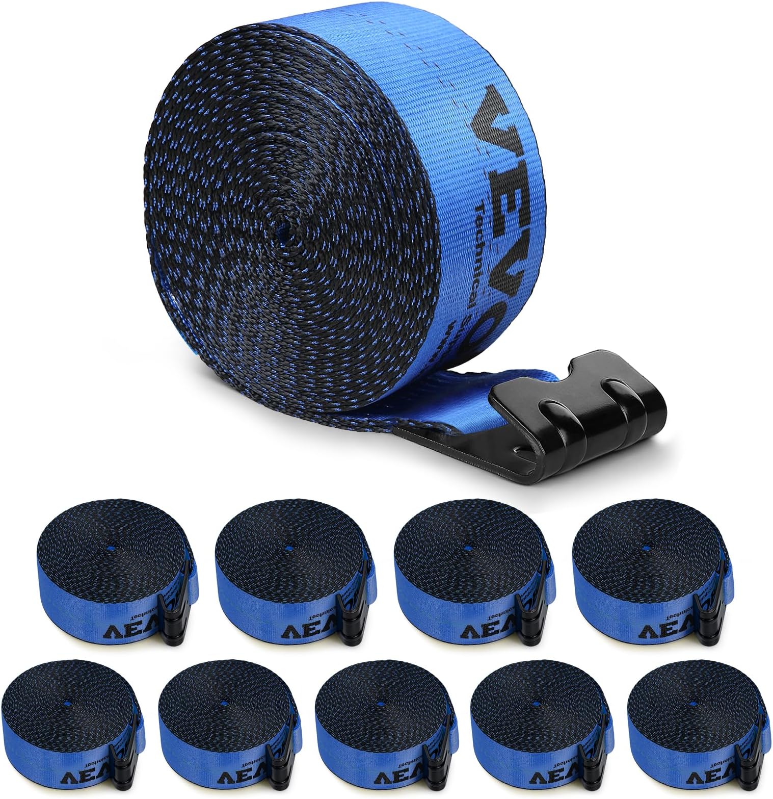 VEVOR 4" x30' Heavy Duty Flatbed Straps, 18k Break Strength, Blue, 10-Pack