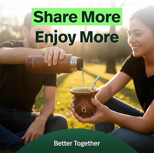 Vista 3 de Kalmateh Yerba Mate - Taza de té de acero inoxidable de 9 onzas, juego de 3 piezas, incluye popote de filtro Bombilla y cepillo de limpieza