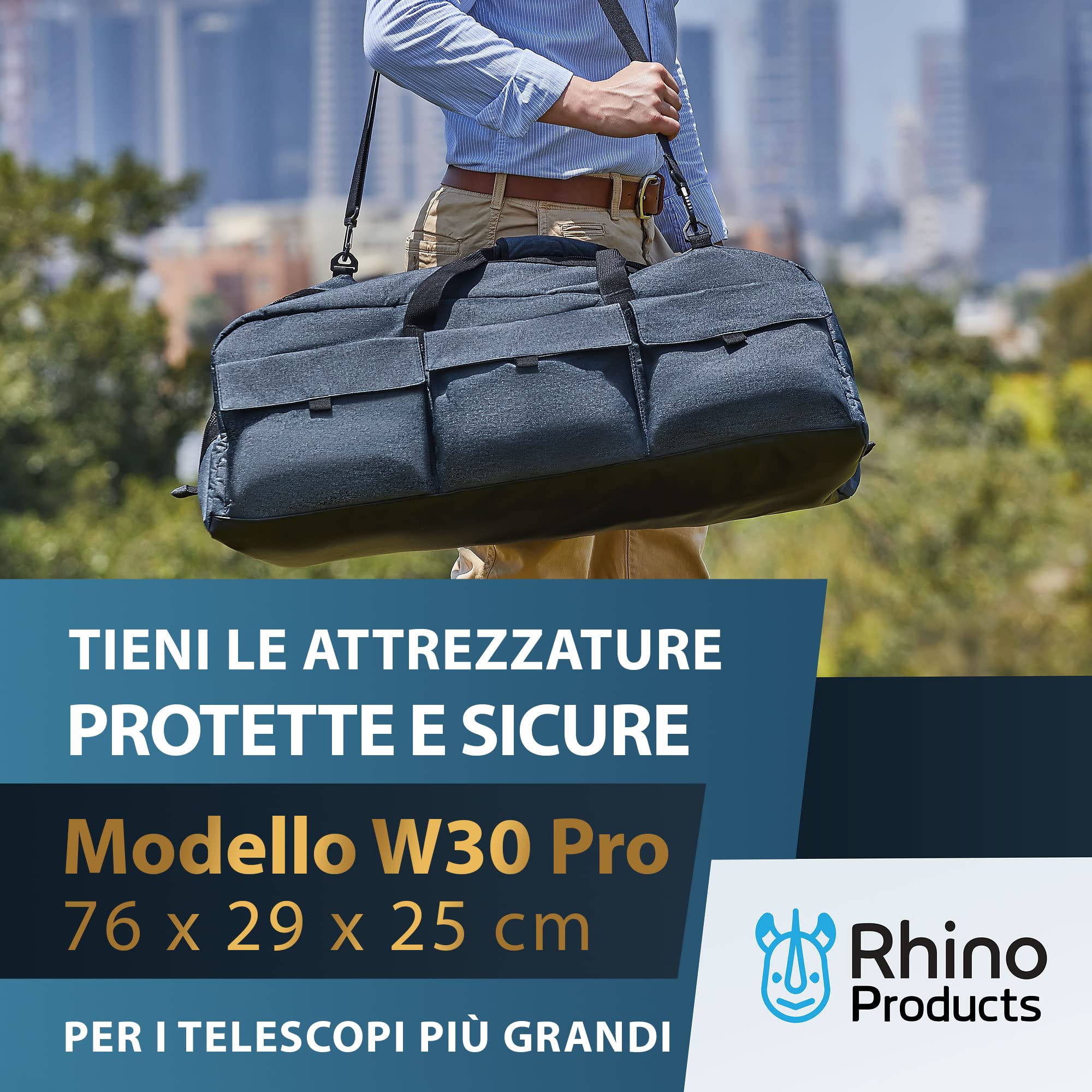 Borsa telescopio multiuso – Custodia imbottita per trasporto, tracolla regolabile e spazio extra – Idrorepellente – Compatibile con telescopi Celestron (76x29x25 cm)