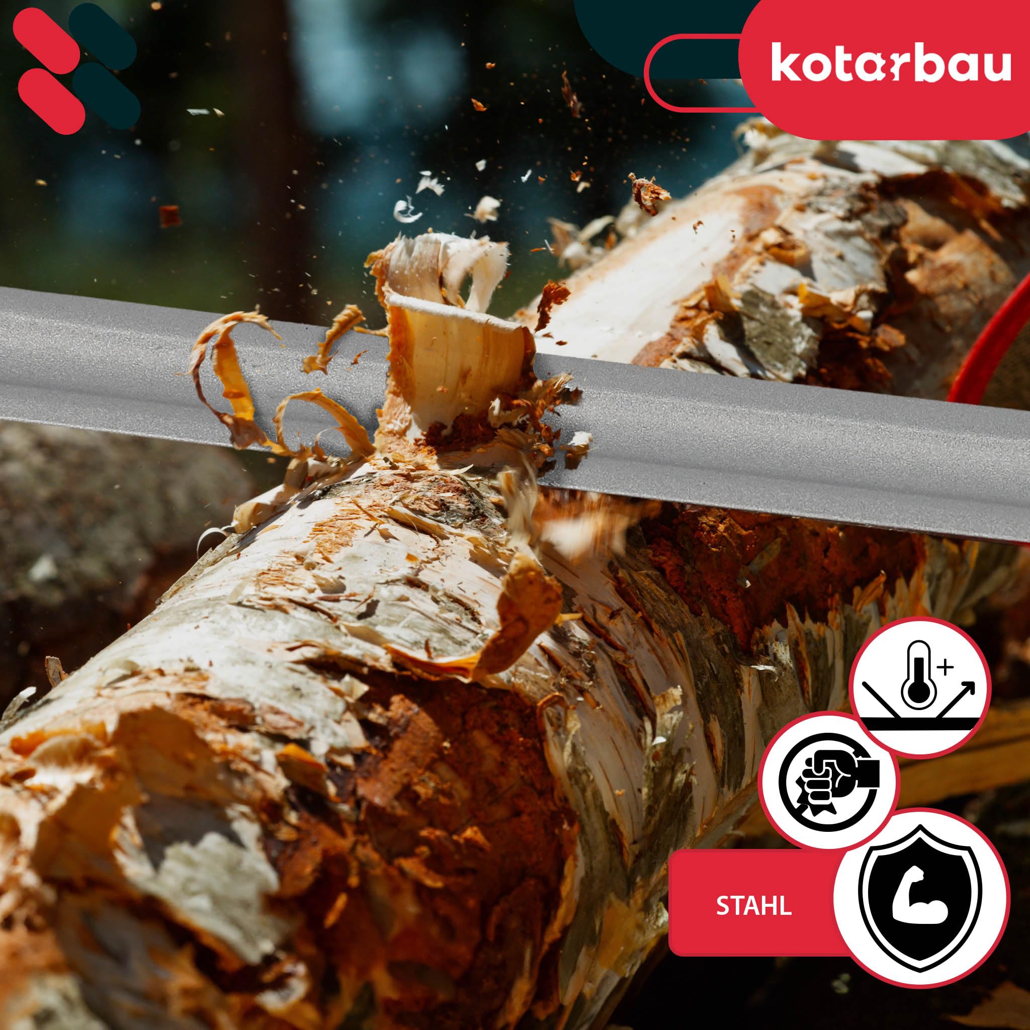 KOTARBAU® Cuchillo de Tracción - Cuchillo de Tracción Recto - Acero - 530 mm - Negro - Desbastadora Manual - Herramienta para Madera - con Mango de Madera Ergonómico