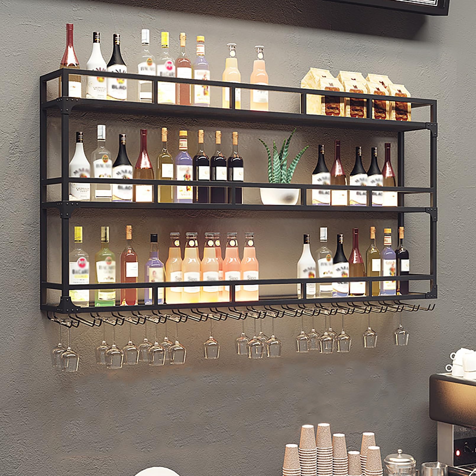 Casiers à vin muraux avec LED pour sublimer votre bar de salon