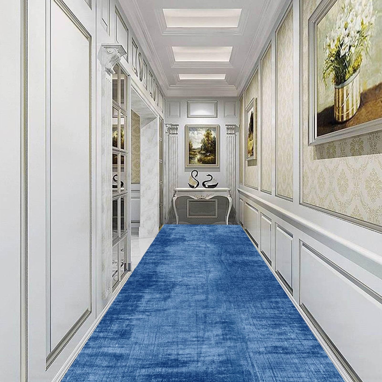 Tappeto blu lungo per corridoio, antiscivolo, lavabile, per porta, per scale, corridoio, ingresso, corridoio, moquette, 100 cm 1,5 m 2 m 250 cm 300 cm 4 m 5 m 6 m (Size : 120×300cm)