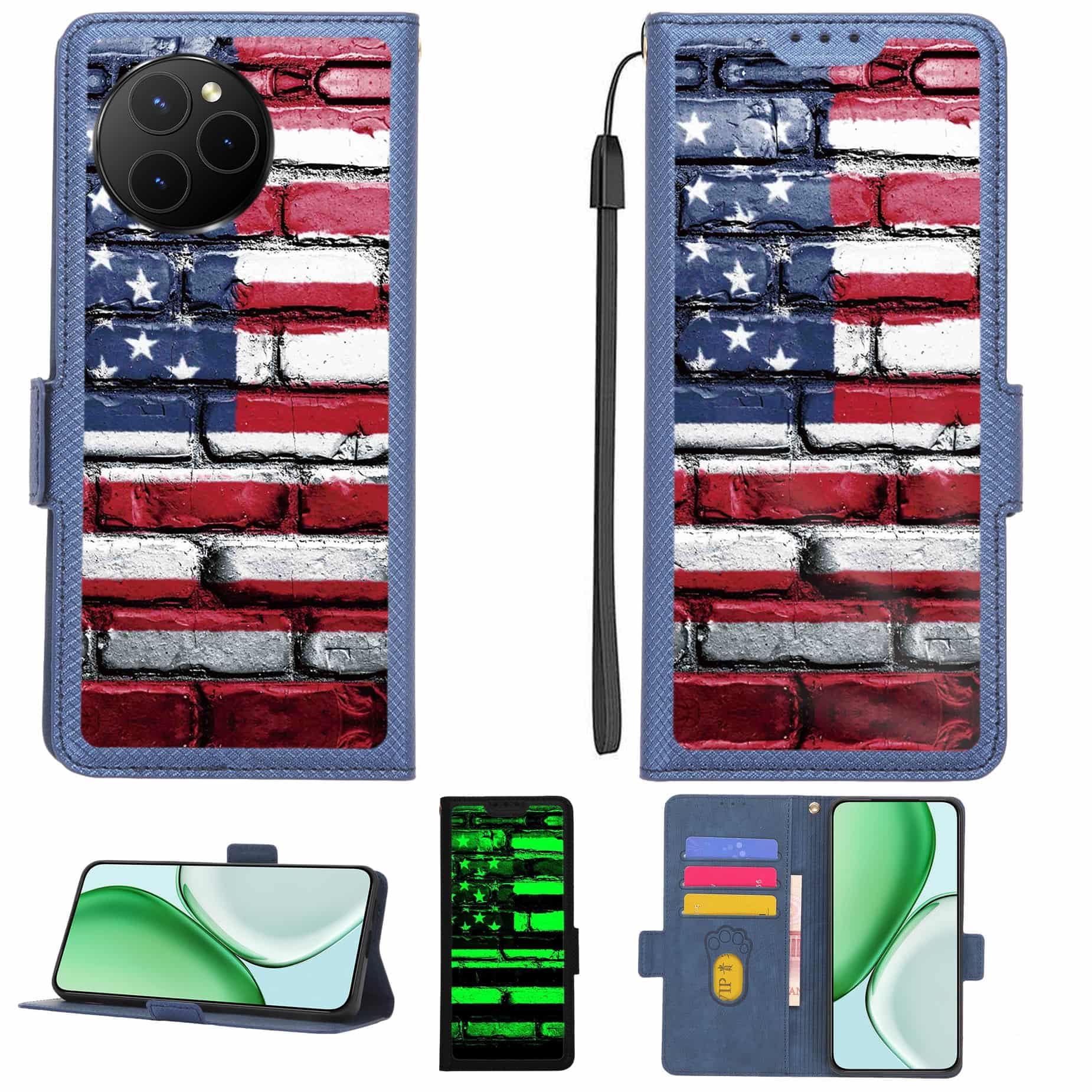 Case Compatible for Freeyond M6 Phone Case Flip Cover [with Tempered Glass Screen Protector][RFID Blocking][Luminous Effect] LPT-GQ