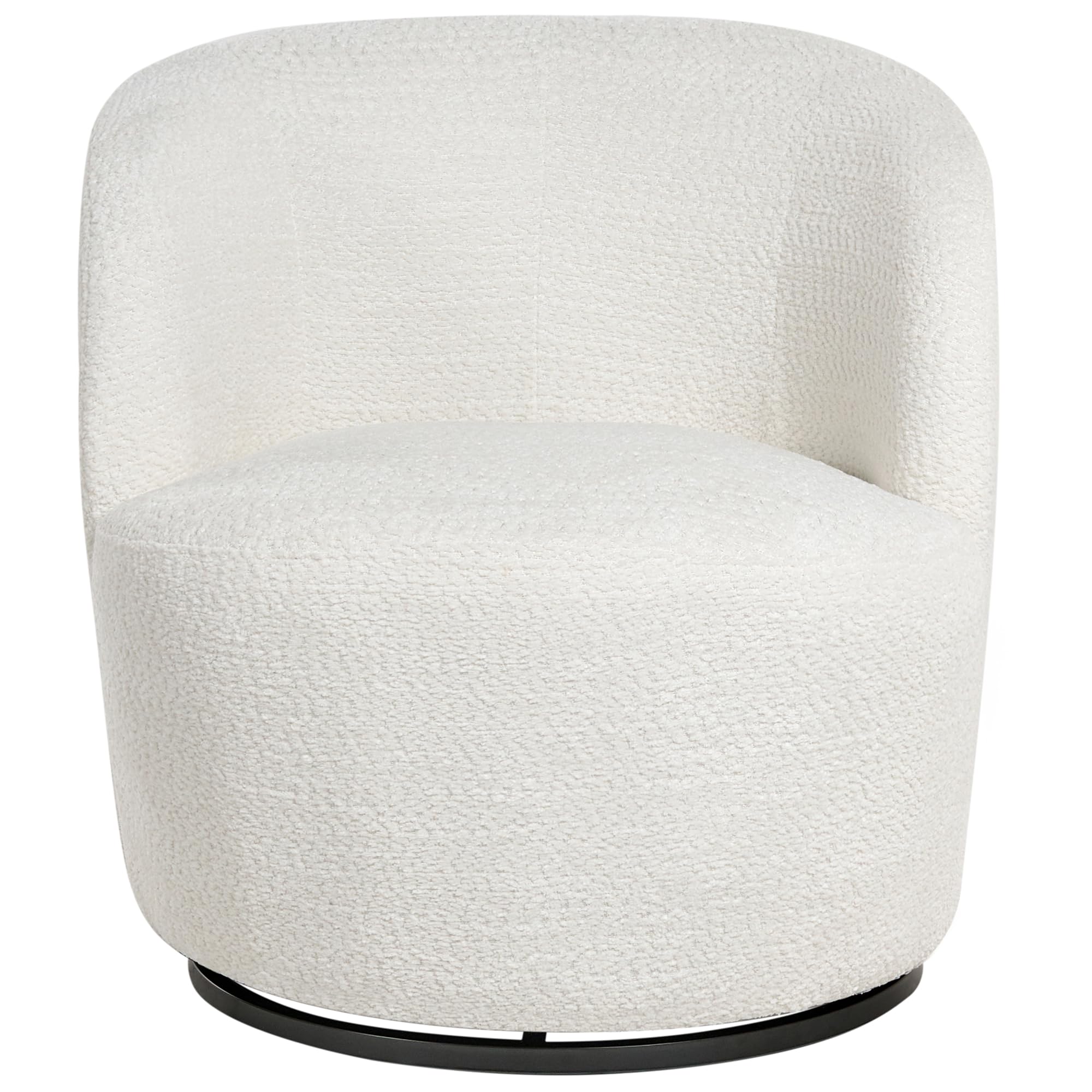 Beliani Sillón Giratorio Moderno con tapizado de Chenilla reposabrazos y Asiento Ancho salón Blanco Crema Kuolpa