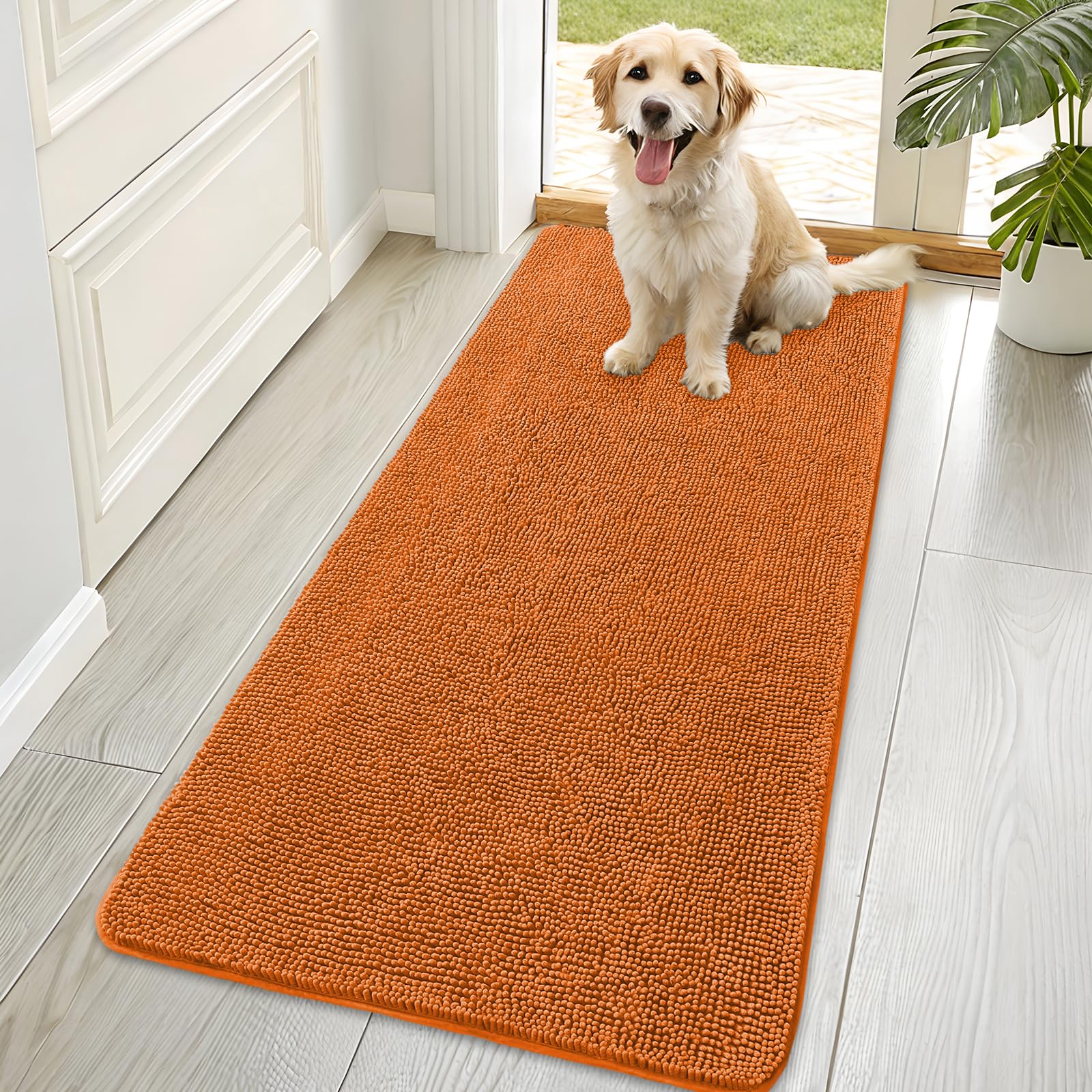 Photo 1 of OLANLY Dog Door Mat for Muddy Paws 70x35, Absorbs Moisture and Dirt, Absorbent Non-Slip Washable Doormat, Quick Dry Chenille Mud Mat for Dogs, Entry Indoor Entryway Carpet for Inside Floor, Clay