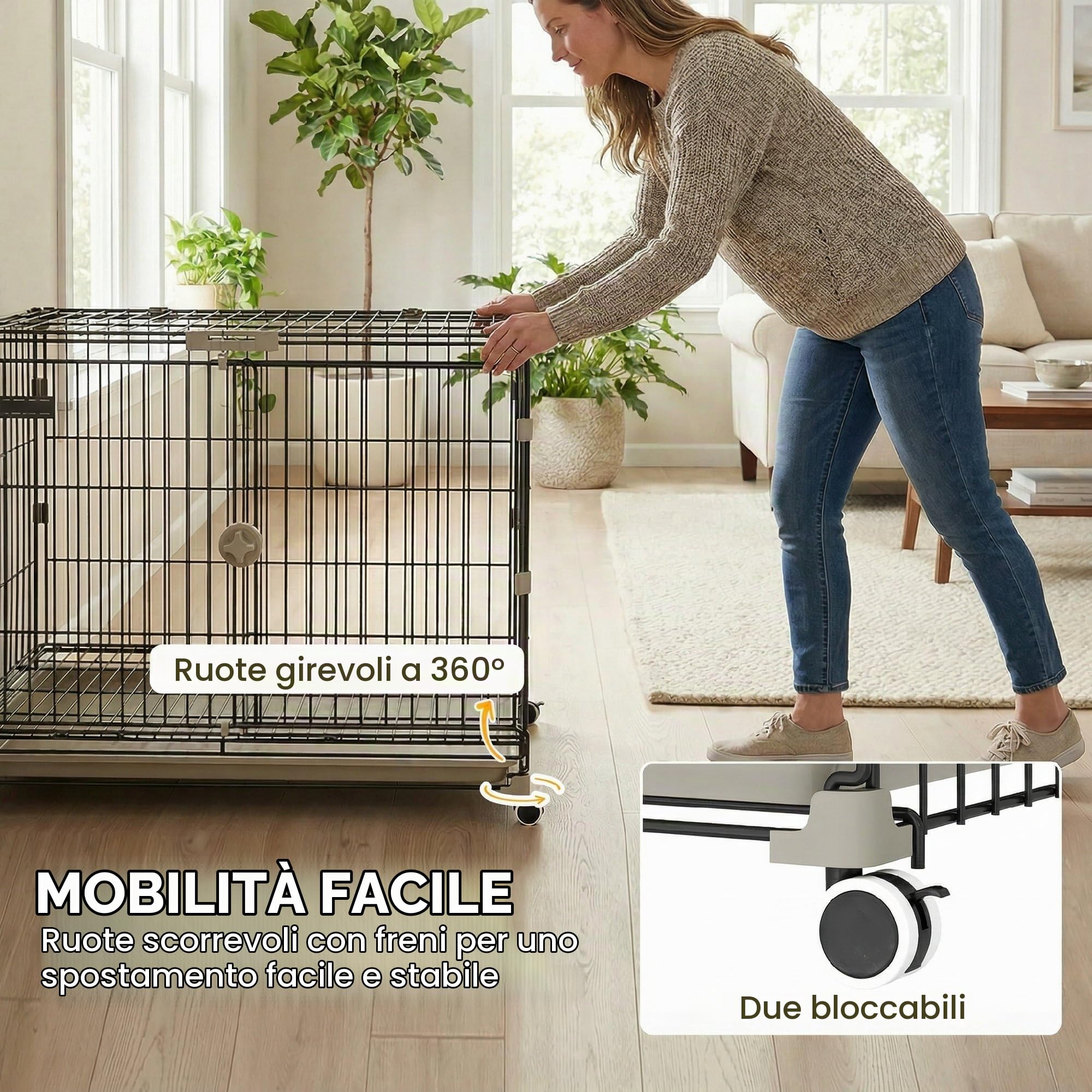 PawHut Gabbia per cani, 30 pollici gabbia metallica con 2 porte, Nero