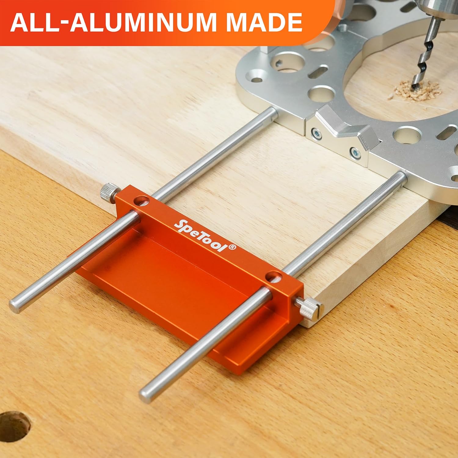 SpeTool Drill Fence for Portable Drill Guide, All-aluminum Made Edge Cutting Guide for Drilling Row Holes, 265MM from Edge Max