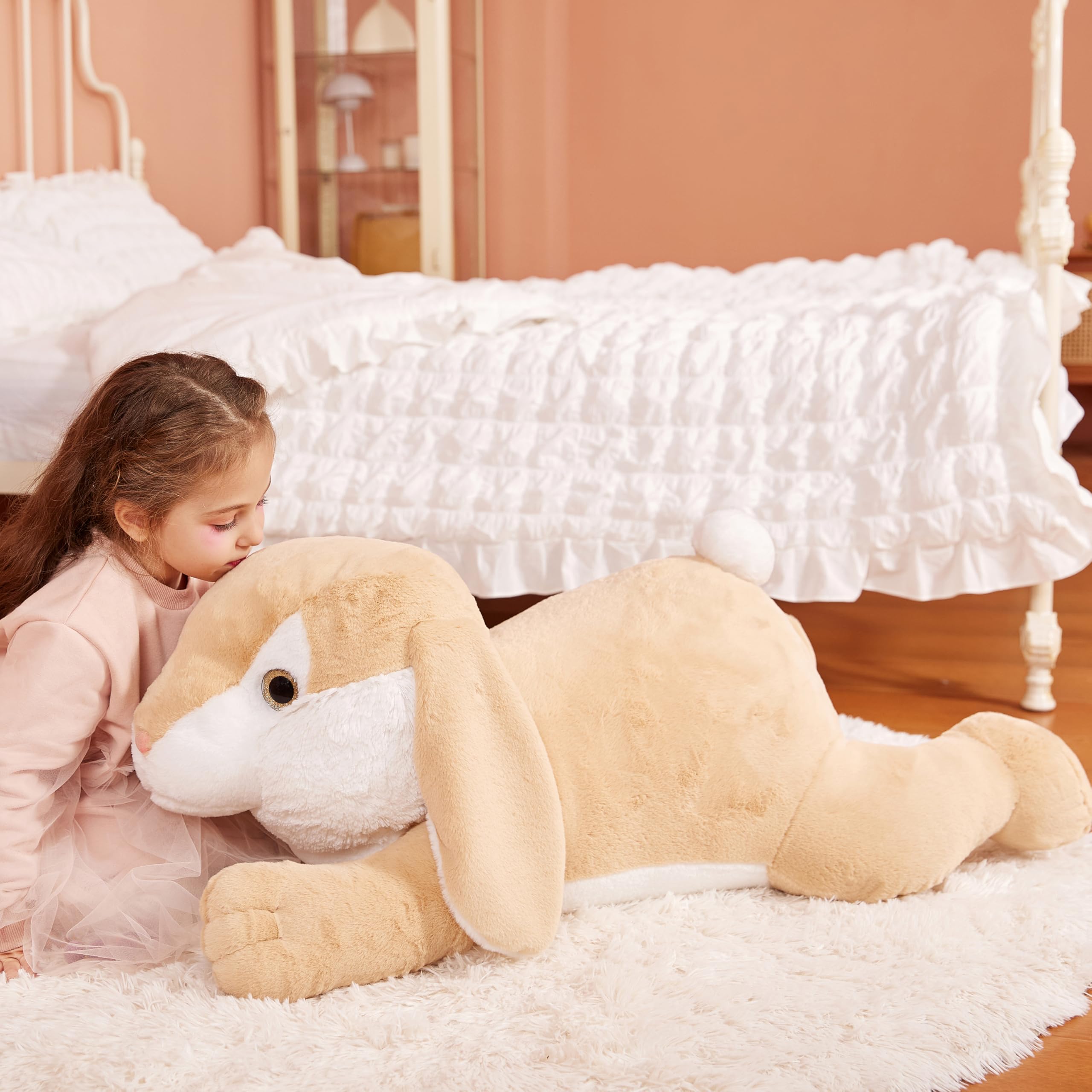 IKASA Coniglio Giganti Peluche Giocattolo Morbido - Coniglietto Animali di Peluche Grandi Gigante Jumbo Enormi Morbidosi Animale Grasso - Regali per Bambini Ragazze (78cm, Marrone chiaro)