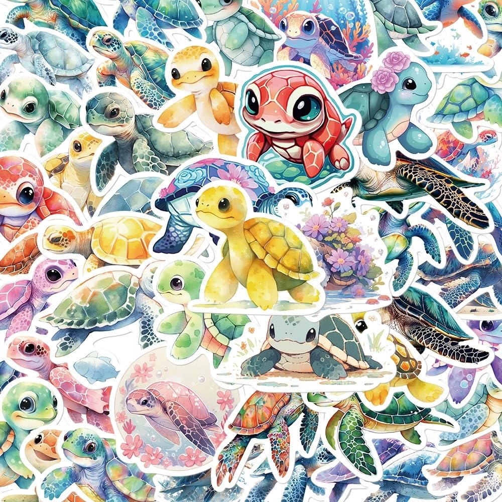 50 Pieces Sea Turtle Stickers for Water Bottle
