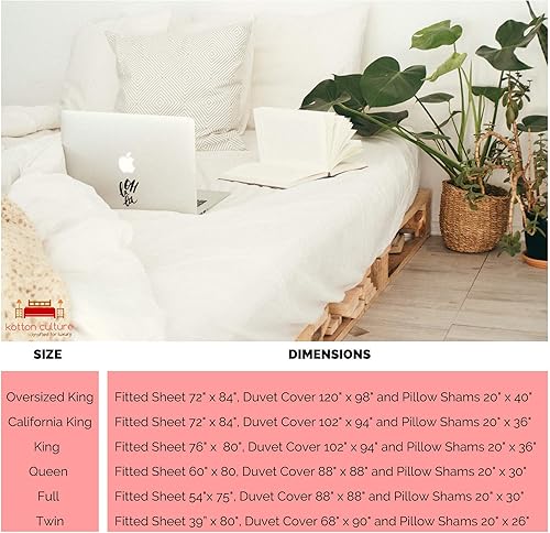 Miniatura 9 de Kotton Culture Juego de cama de 4 piezas, 100% algodón egipcio de 600 hilos, fundas de almohada y sábana bajera con bolsillo extra profundo, ropa de