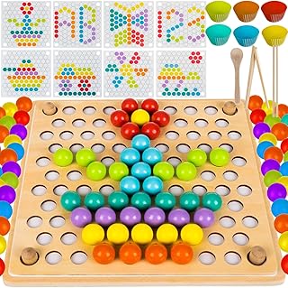 KRUZZEL Wooden Clip Beads Board Game Beads Rainbow Montessori Toy 22403