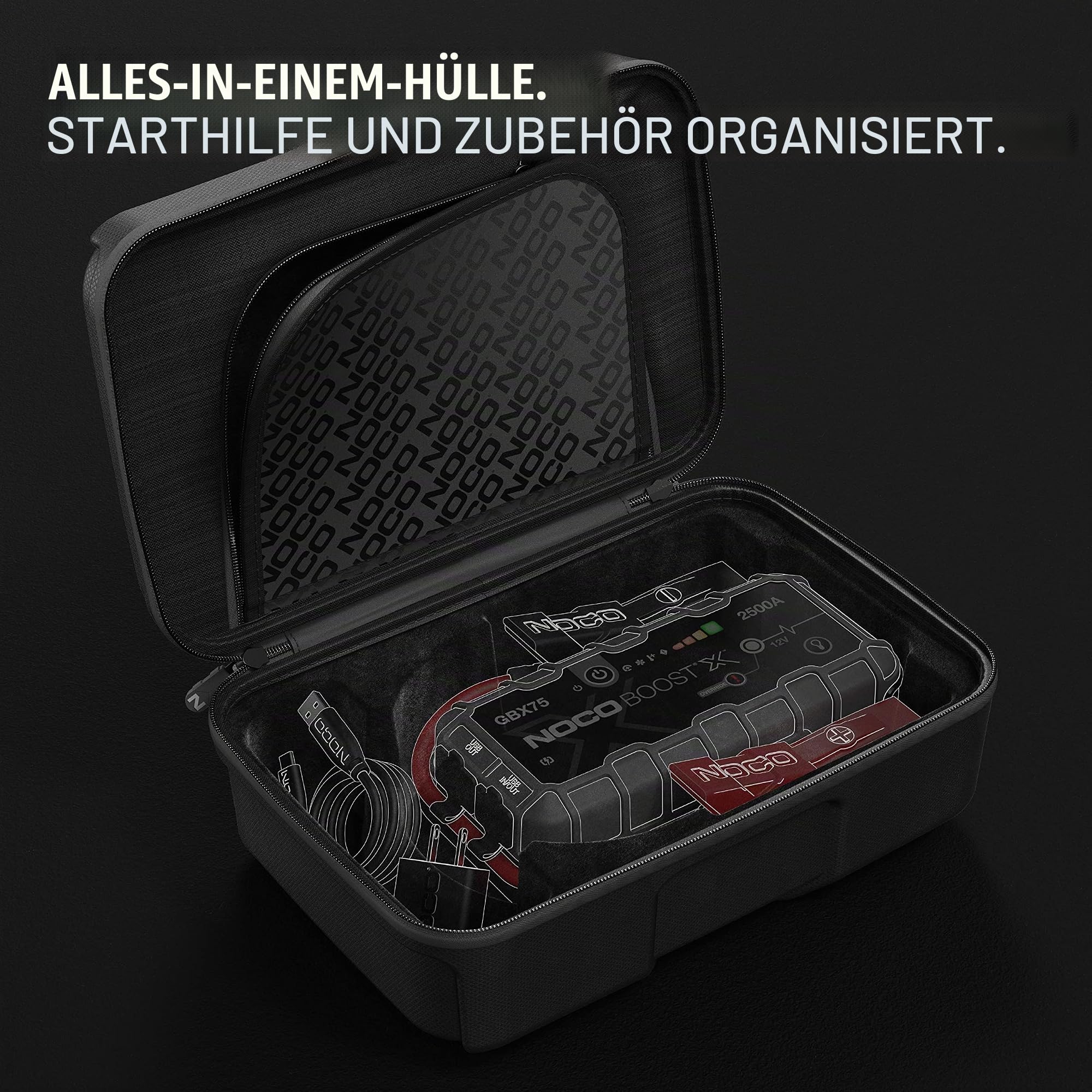 NOCO Boost X GBX75 2500A 12V UltraSafe Starthilfe Powerbank, Auto Batterie Booster & GBC103 Boost X Eva-Schutzhülle für GBX75 UltraSafe Lithium-Starthilfegeräte