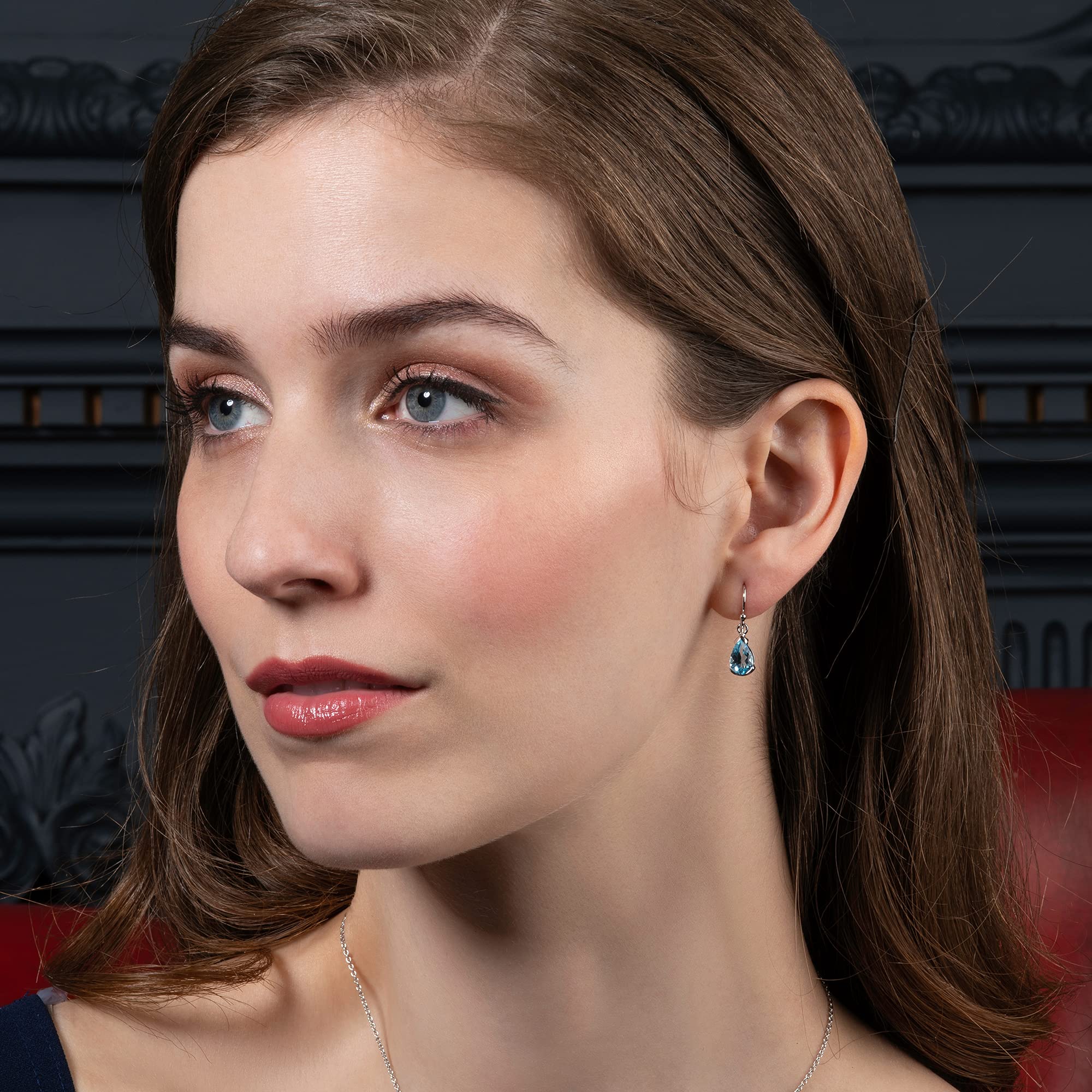 namana Pendientes de Plata de Ley 925 con Piedras Semipreciosas, Pendientes Colgantes de Piedras Preciosas Naturales, Pendientes Colgantes de Plata de Ley 925 con Forma de Pera para Mujer