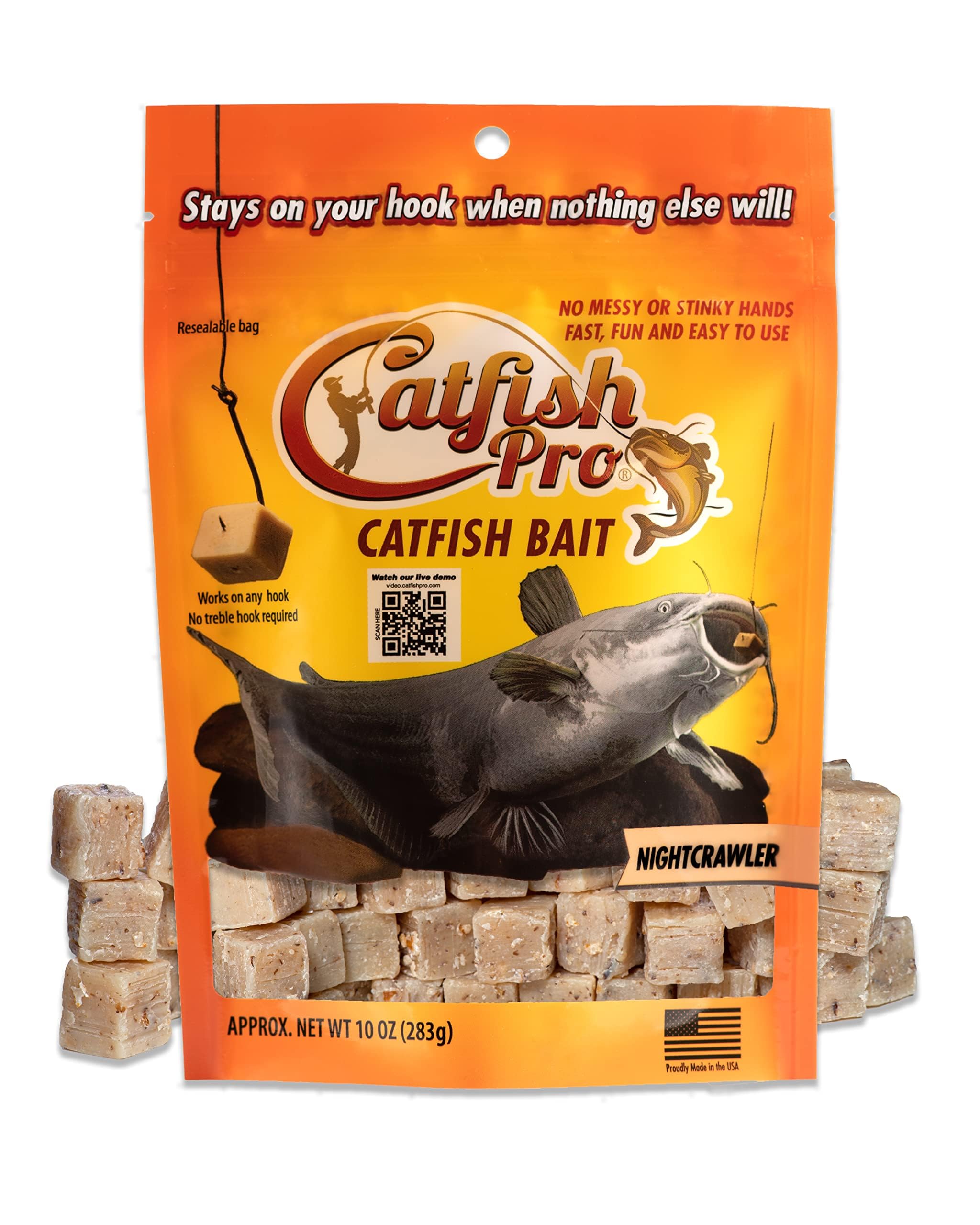 Catfish Pro Catfish Bait - 10oz Bag with 80pcs | Irresistible Scent for Catfish | Mess-Free, Stays On Your Hook When Nothing Else Will | Great for Rod