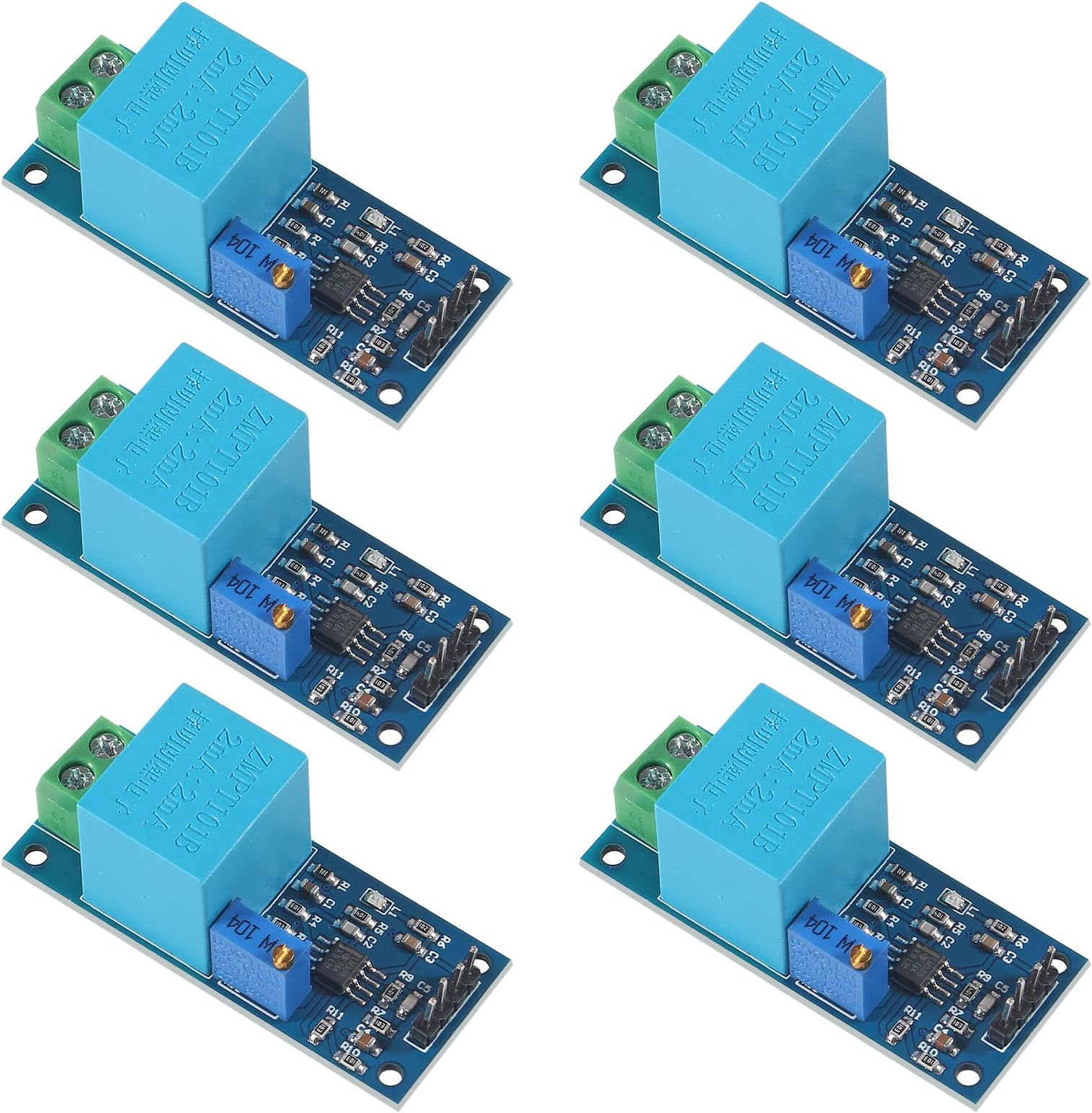 6pcs 5-30V ZMPT101B Voltage Transformer Module, Single Phase Active Output AC Voltage Sensor Board Power Supply Voltage for Household Appliances