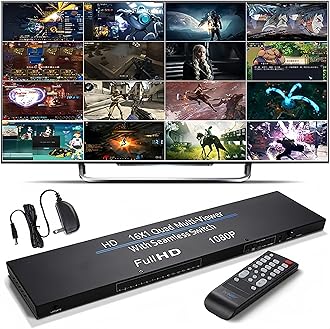 HDMI Multiviewer 16X1 1080P HDMI Quad Screen Multi Viewer Splitter 16 in 1 Out Seamless Switch 4 8 16 Way Display Screen Divider 16 HD Video Signal On the Same One Screen 4 models 1x1 4x1 8x1 16x1 etc