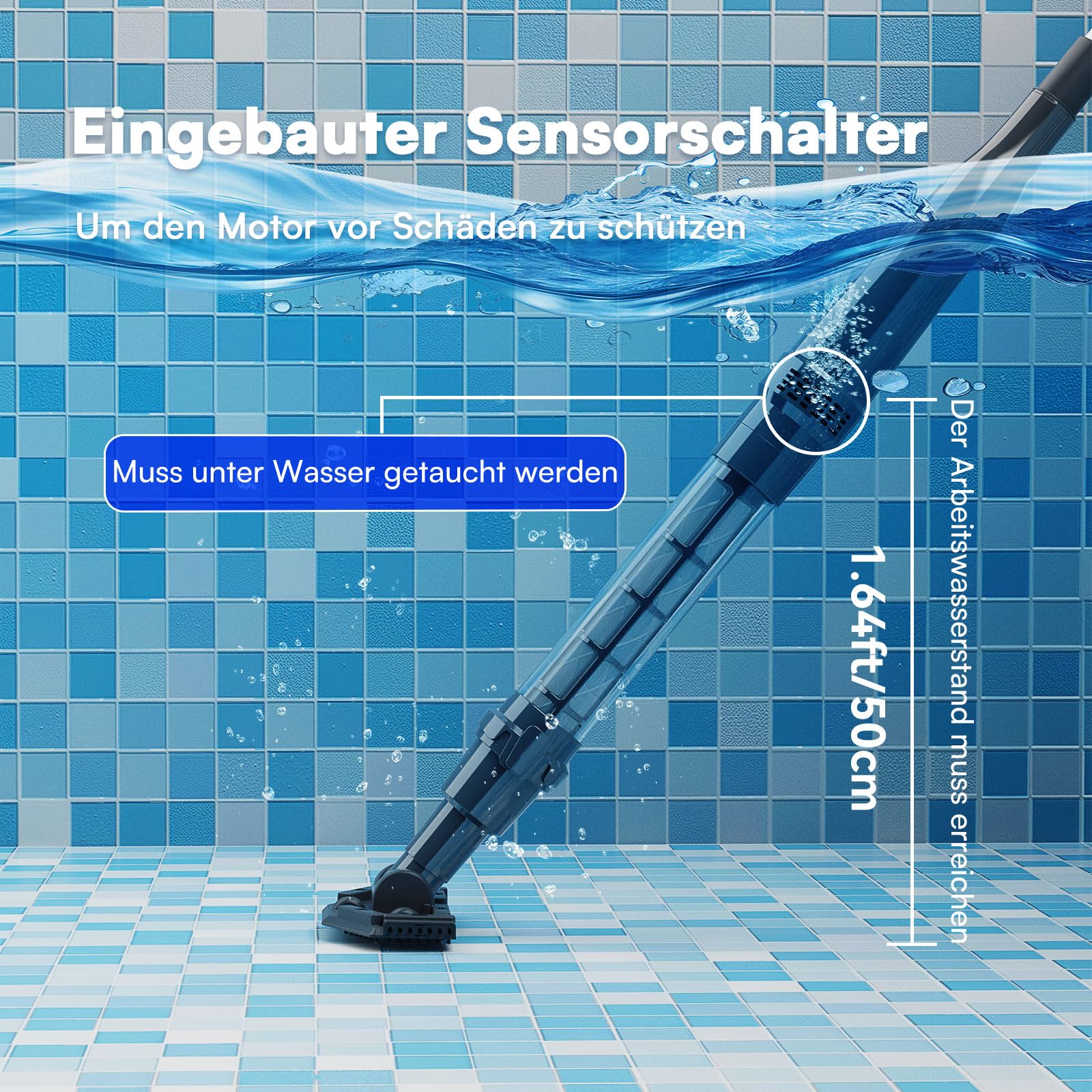 PoolMr Poolsauger Akku Handsauger Whirlpool Sauger Kabelloser Pool Sauger Handgerät |90 Min Laufzeit, 70 L/Min Saugkraft | Mit 2 Bürsten Für Aufstellpool & Unterflur-Schwimmbecken Gegen Sand & Schmutz