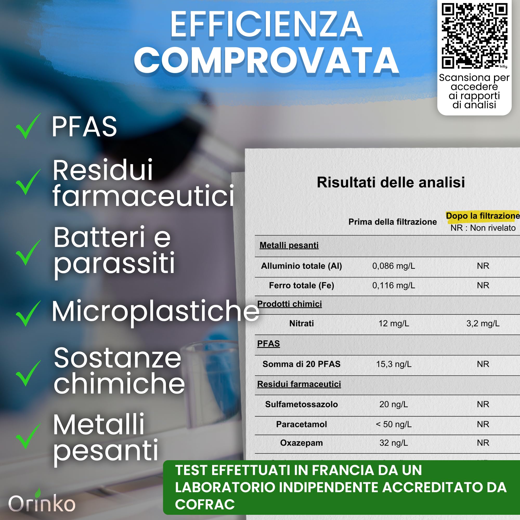 ORINKO® Filtro a Gravità per Acqua 5,6L - Purificazione Senza Elettricità per Casa e Campeggio - Microfiltrazione Metallo Inox con Cartuccia Carbone Attivo - Gusto Migliorato e Sicurezza per Famiglia