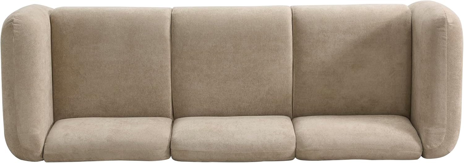Christopher Knight Home Ahrai 3-Seater Sofa Couch with 2 Pillows, 87" Wide Oversized Sofa for Living Room, Modern Wood Frame Lounge Couch, Comfy Spacious Fabric Upholstered Home Seating, Camel