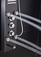 Vista 4 de ELLO&ALLO Sistema de torre de panel de ducha LED, pantalla hidroeléctrica, masaje de lluvia con chorros, negro cepillado