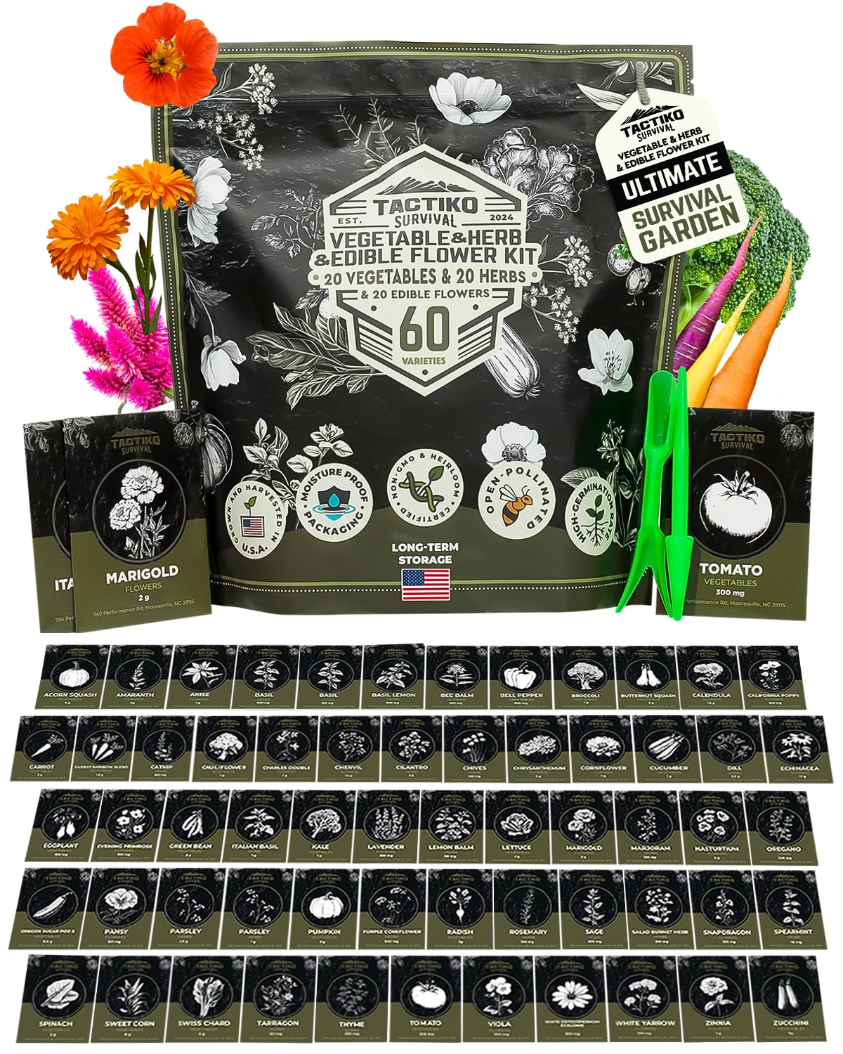Tactiko Survival 60 Medicinal & Survival Seed Kit
