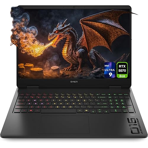 HP OMEN 16 Gaming Laptop, Intel Ultra 9-285H, 32 GB DDR5 RAM, 2 TB PCIe SSD, 16" WQXGA (2560x1600) 240Hz Display, Nvidia G-Force RTX 5070, RGB Backlit Keyboard, W11 Home, Shadow Black