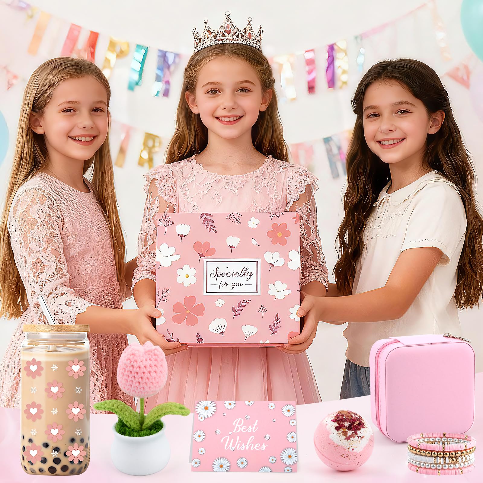 Regali per Ragazze Adolescenti di 8 9 10 11 12 13 14 15 Anni, Regalo Bambina, Regalo di Compleanno per Ragazza Dagli 7 ai 16 Anni, Tazza di Vetro con Coperchio e Cannuccia, Tazza da Caffè Bimba