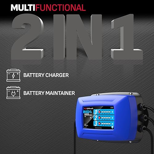 Miniatura 2 de Schumacher -SC1389 - Cargador y mantenedor de 3 baterías de montaje directo totalmente automático - 15 amperios, 12 V - para baterías marinas