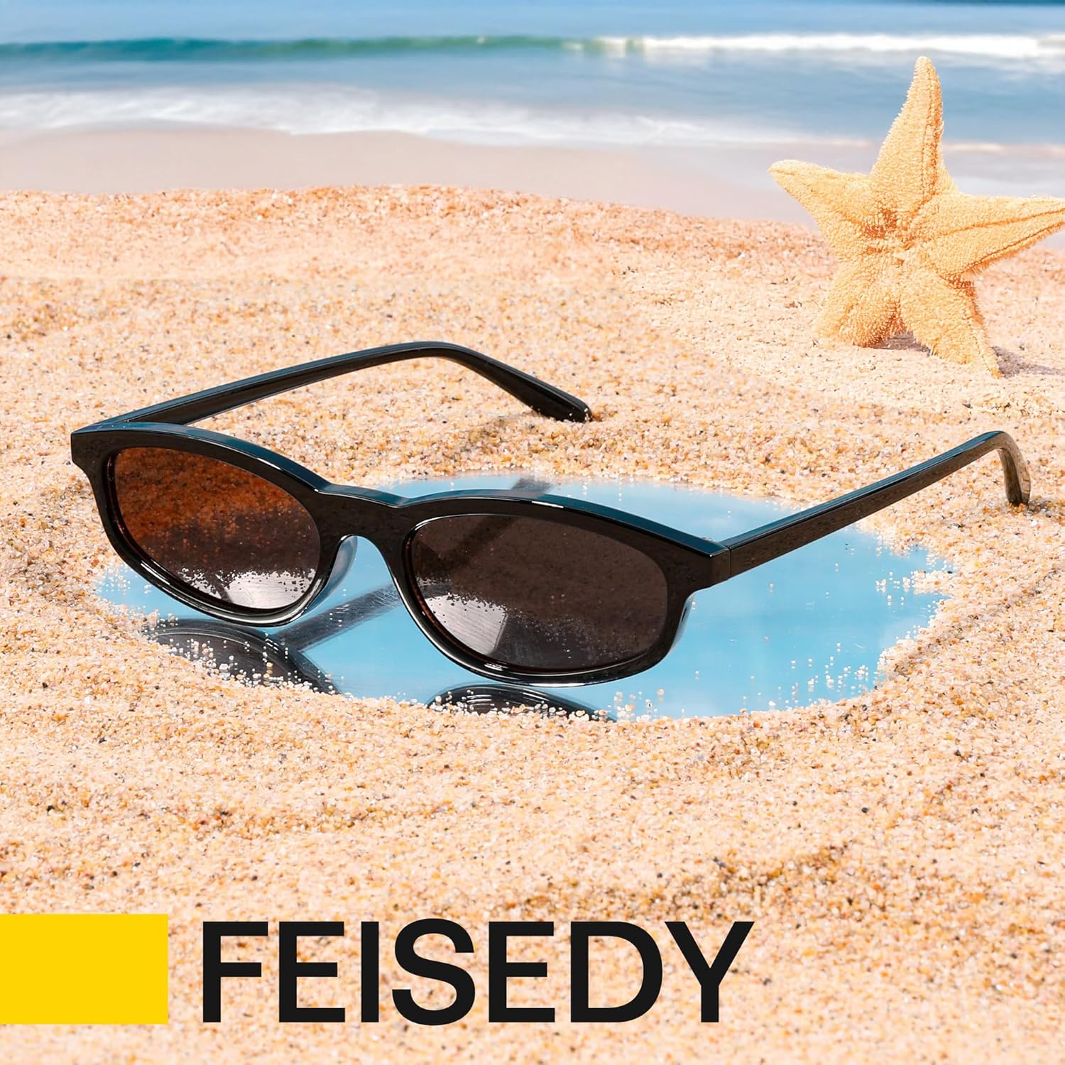 FEISEDY Small Oval Sunglasses for Women Men, Cat Eye 90s Y2k Sunnies, Lightweight Narrow Shades Trendy Glasses B9169 - Image 7